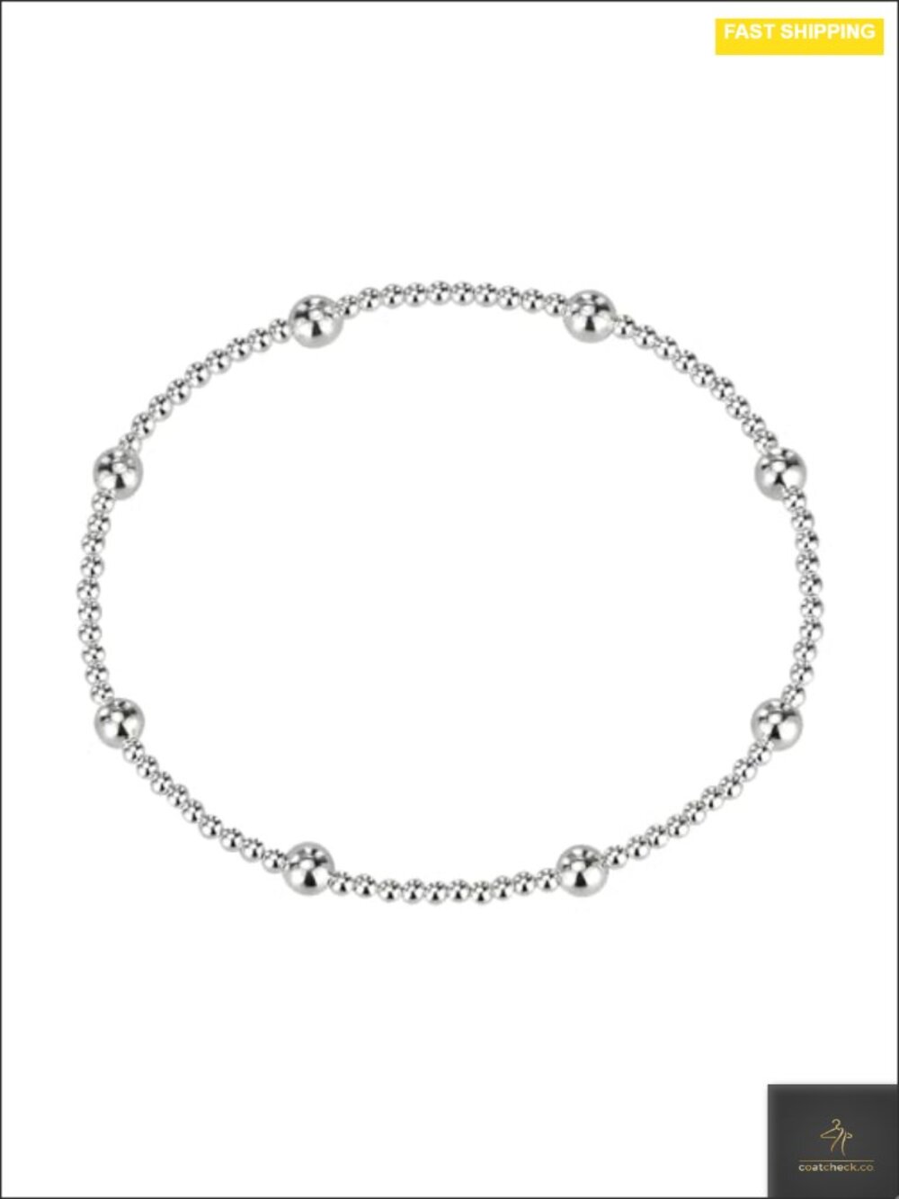 Sterling Silver Round Bead Bracelet Minimalist Unisex Stretch 6.25